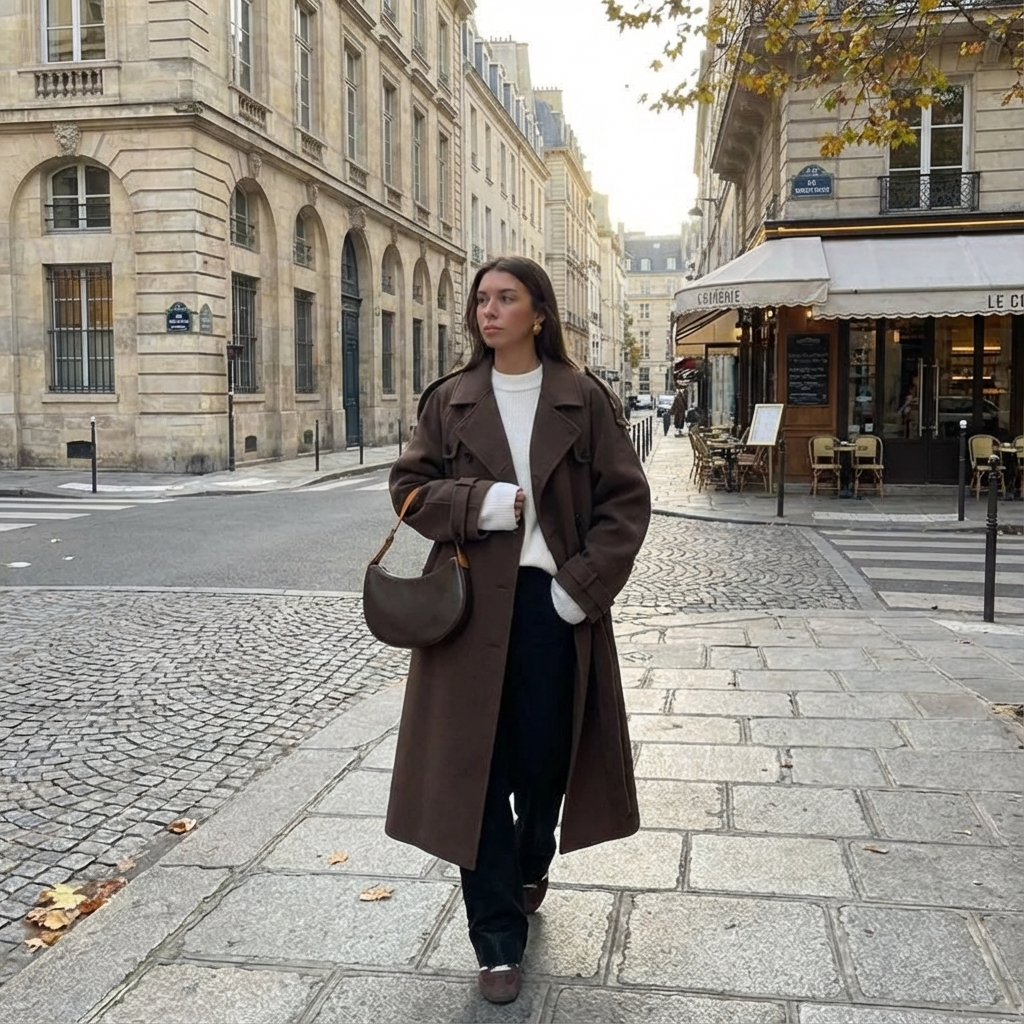 Grace Dames Winterjas – Luxe Wol Trenchcoat met Ceintuur en Double-Breasted Design