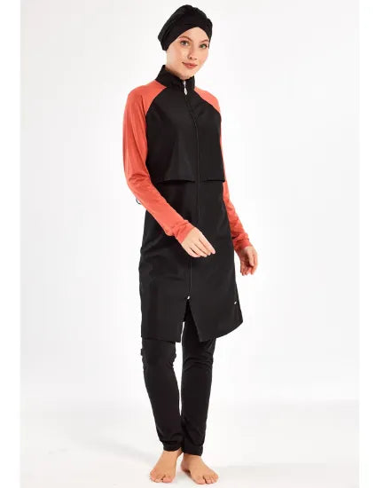Safa Donker Groen Burkini — Burkini Met Gilet-Overlaag