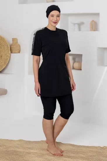 Alya Marineblauw Burkini — Plus-Size Half-Covered Burkini