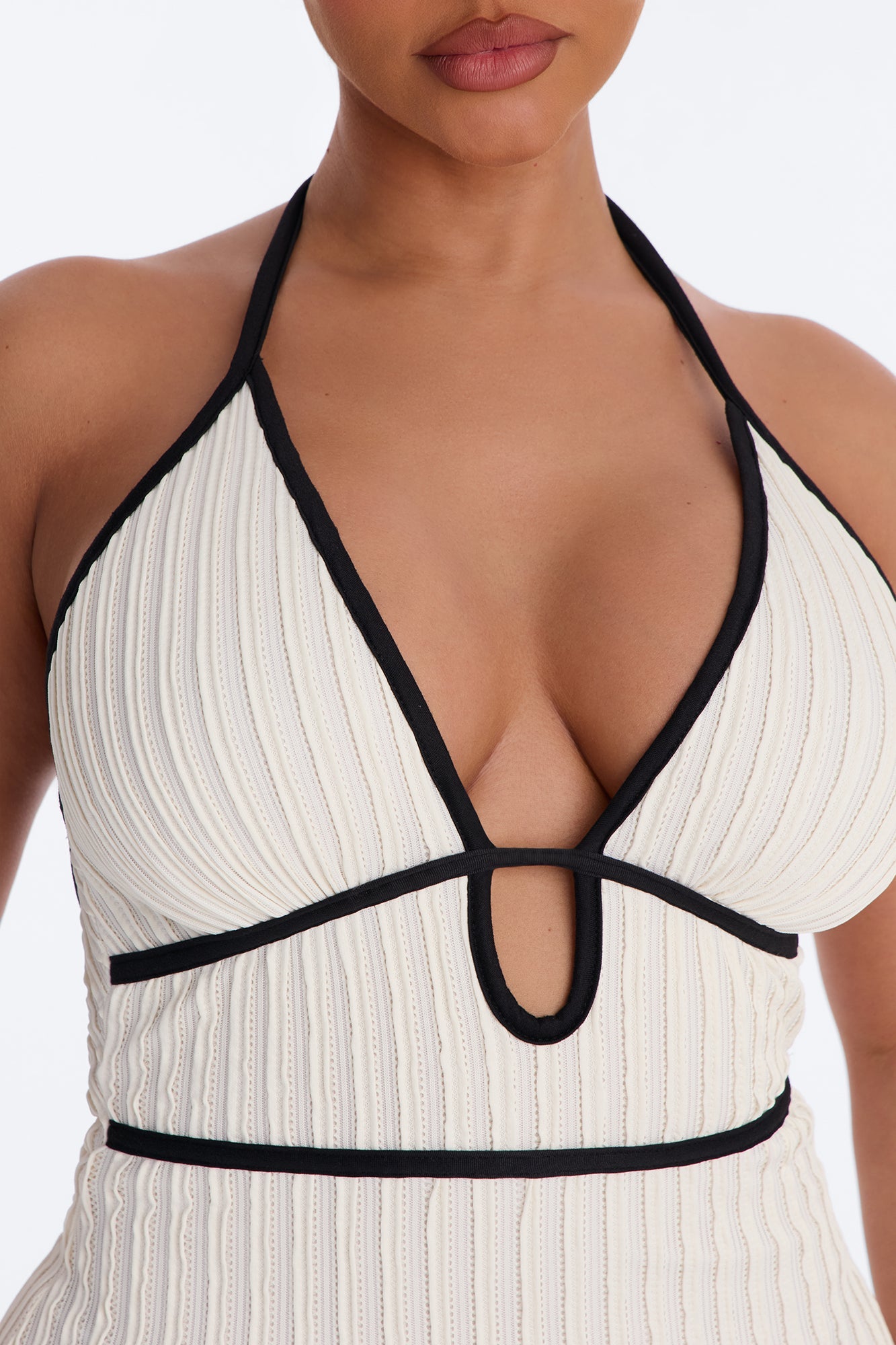 Gretextureerde maxi-jurk off-white - klassiek zomersouper