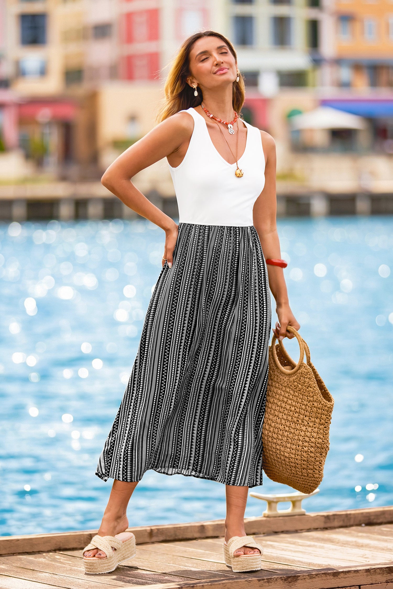 Geometrische Maxi Jurk met Print voor Dames