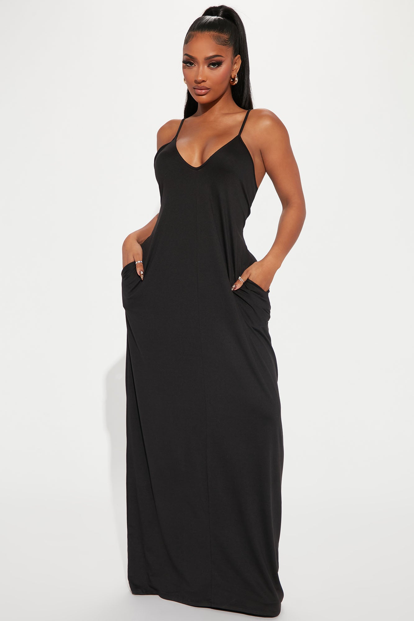 Simple Saturday Maxi Jurk - Zwart | Casual & Comfortabel