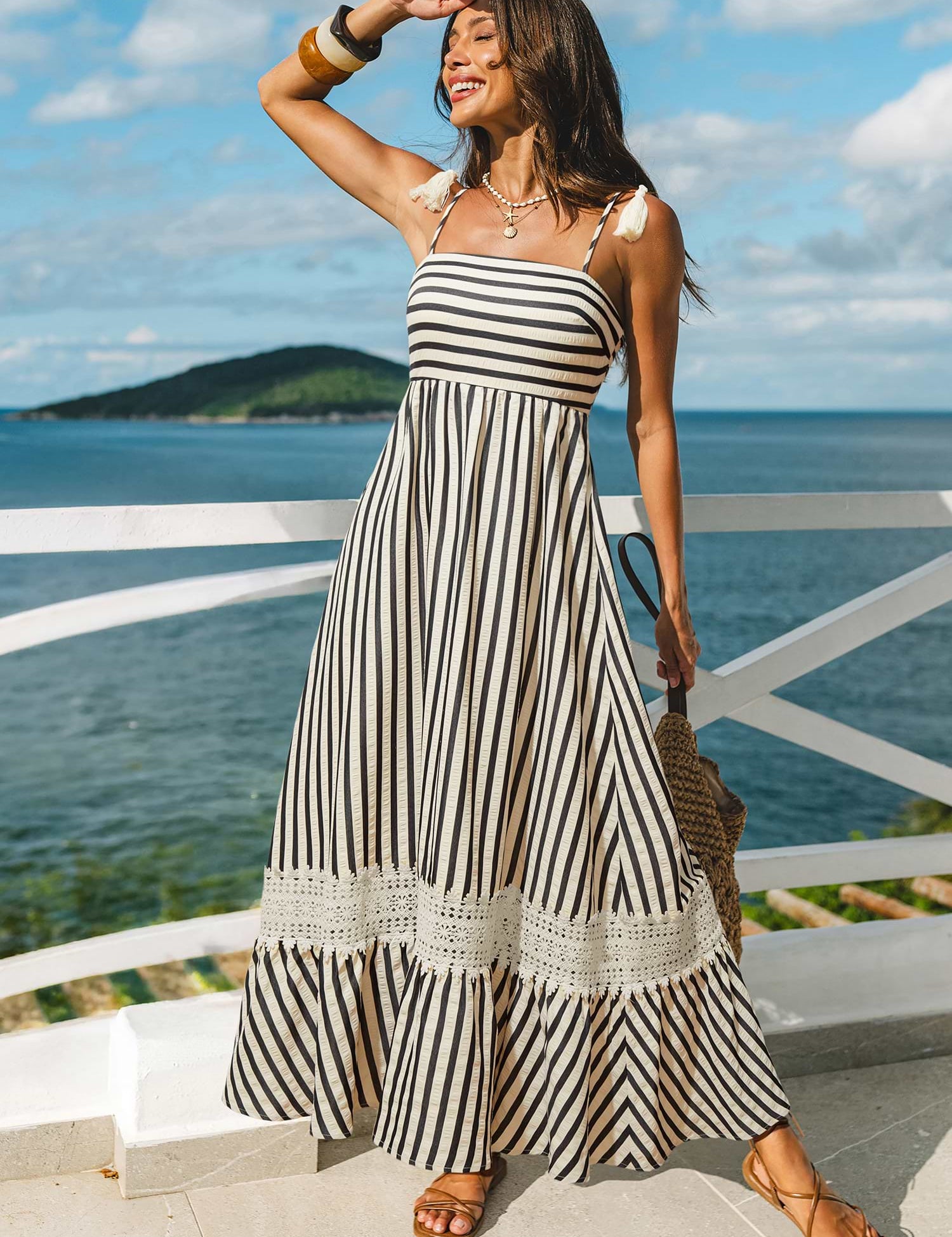 Champagne Dreams Gestreepte Maxi Jurk