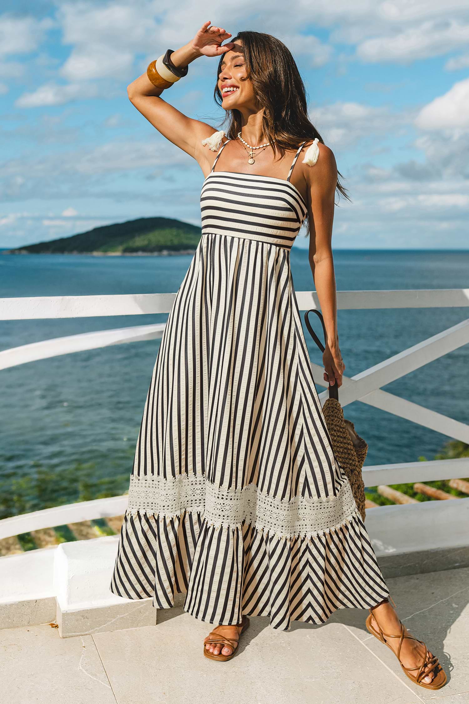 Champagne Dreams Gestreepte Maxi Jurk
