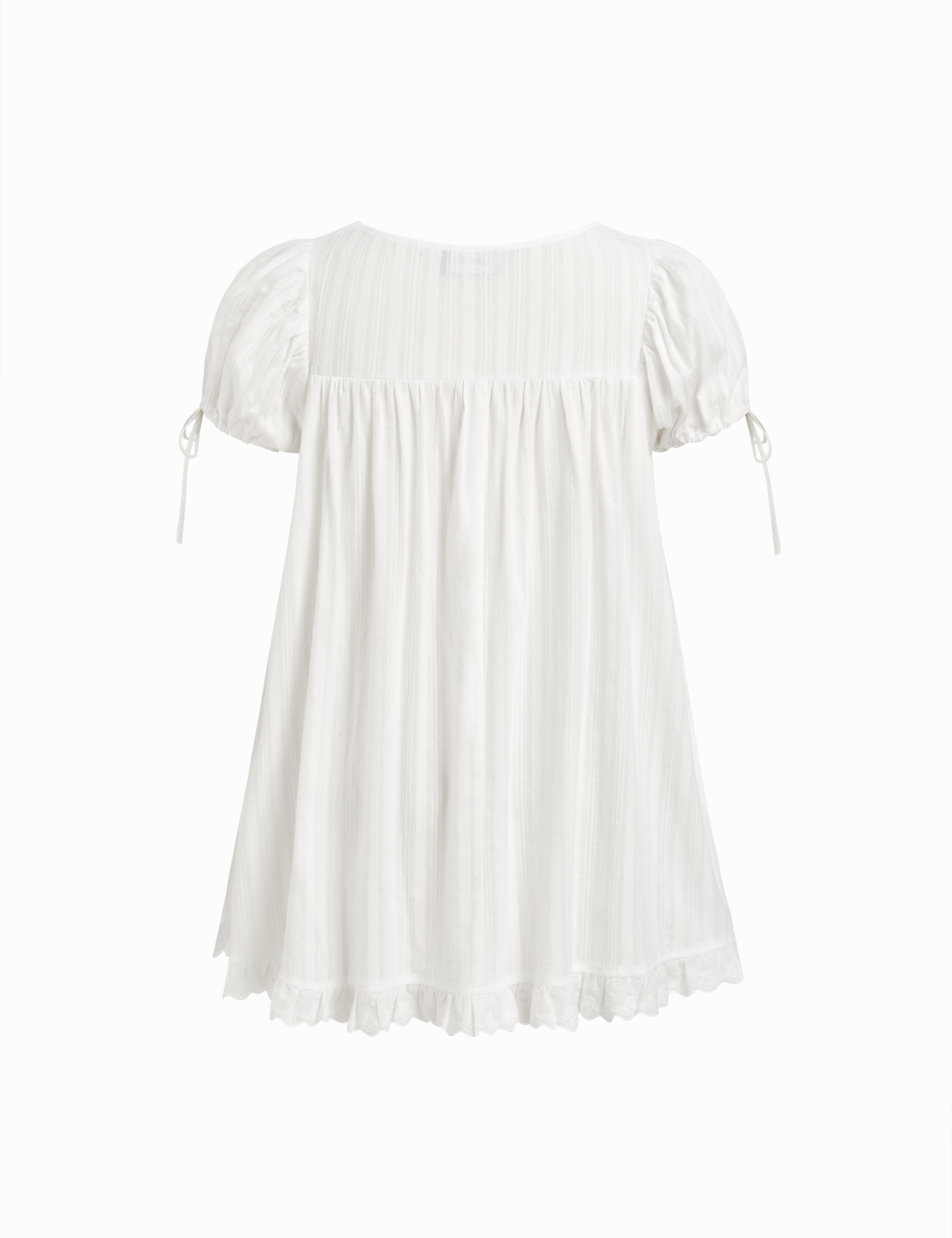 Katoenen Blouse met Ruche en Knoopdetail - Oversized Fit