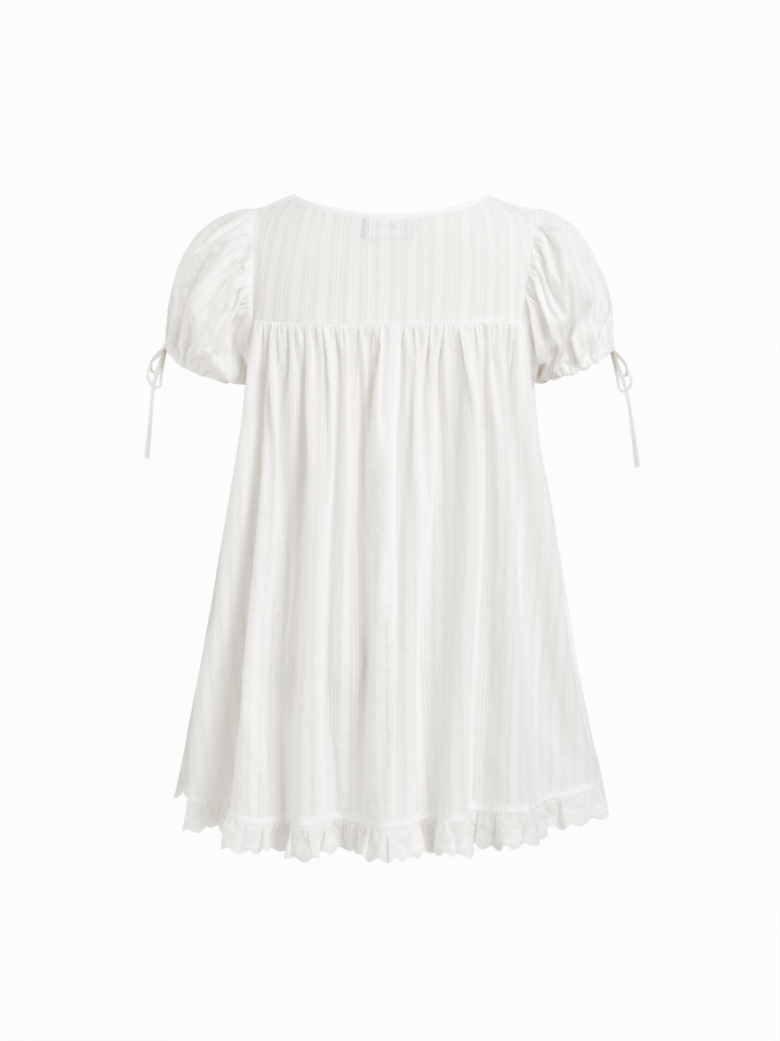 Katoenen Blouse met Ruche en Knoopdetail - Oversized Fit