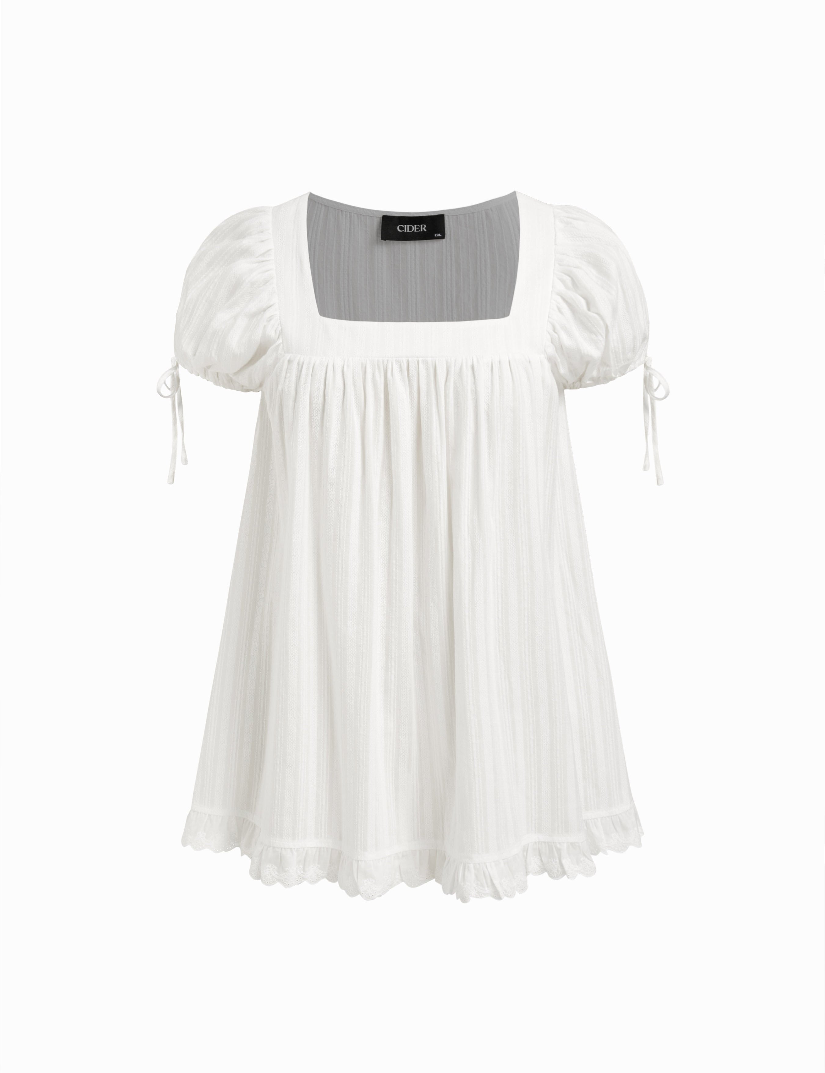 Katoenen Blouse met Ruche en Knoopdetail - Oversized Fit