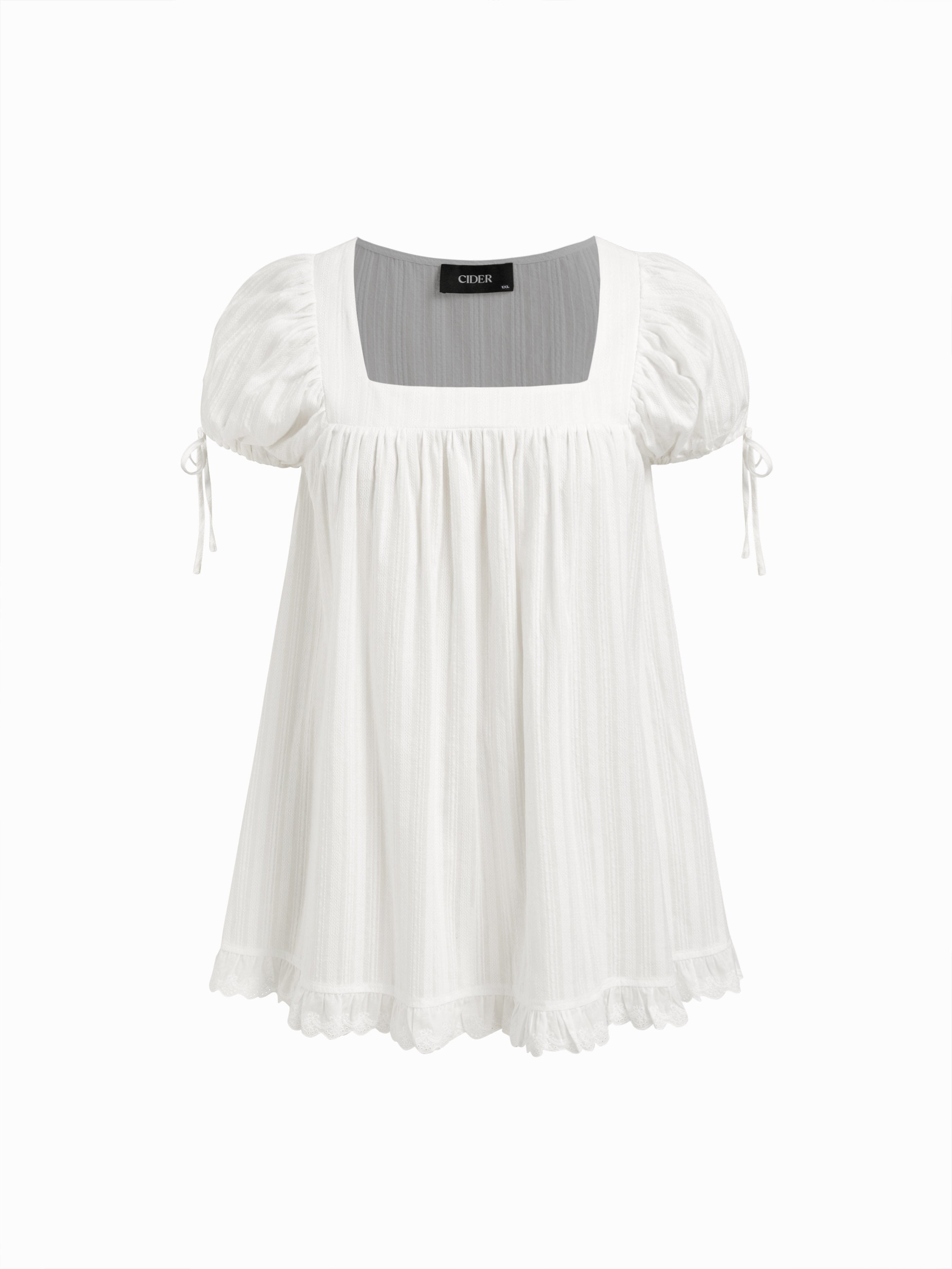 Katoenen Blouse met Ruche en Knoopdetail - Oversized Fit