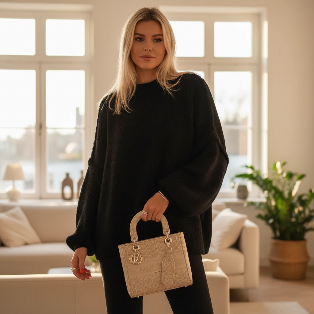 Oversized Gebreide Pullover voor Dames – Zachte Warme Trui met Losse Comfortabele Pasvorm