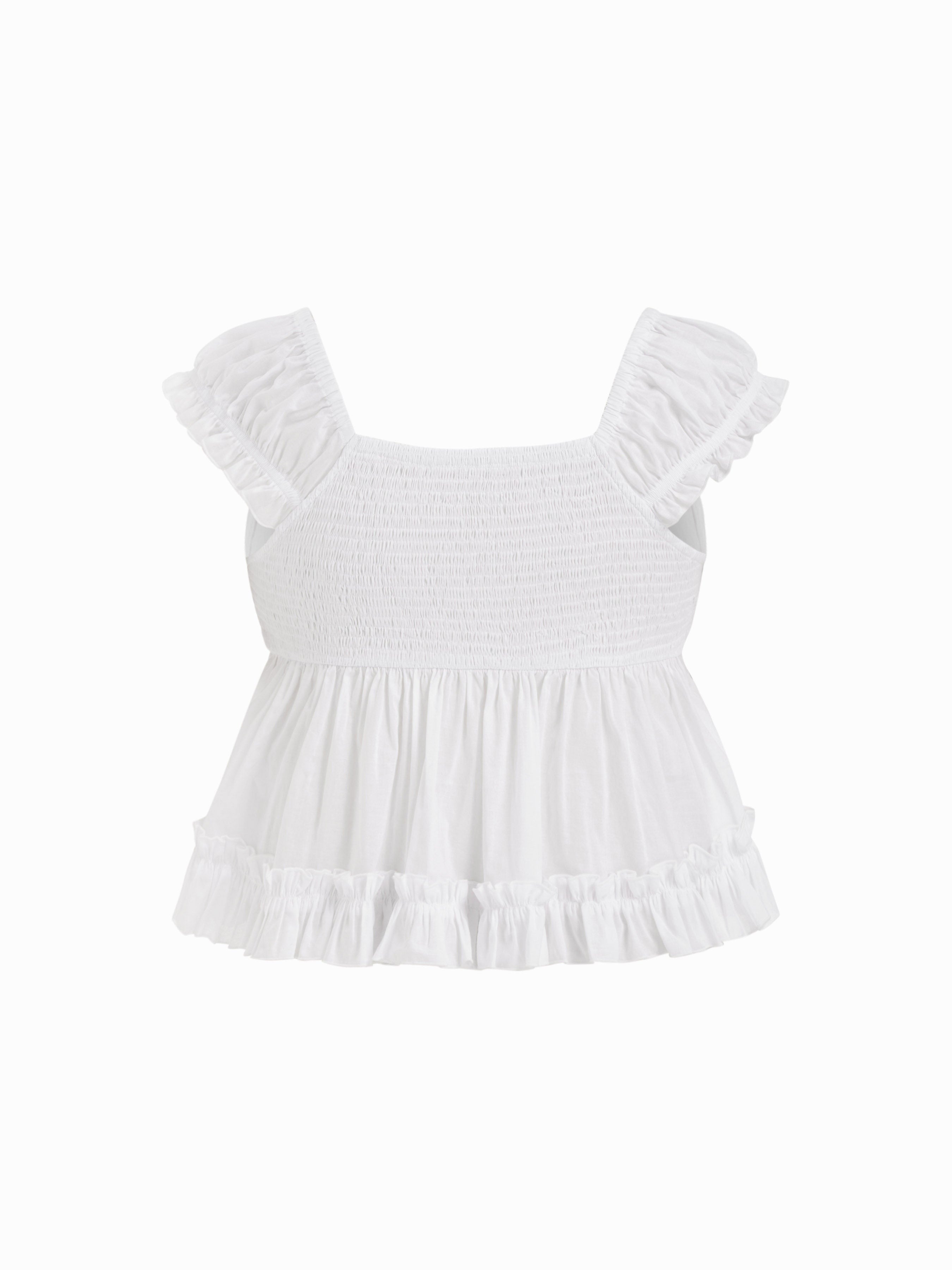 Katoen blouse met broderie anglaise ruffles – elegante zomer