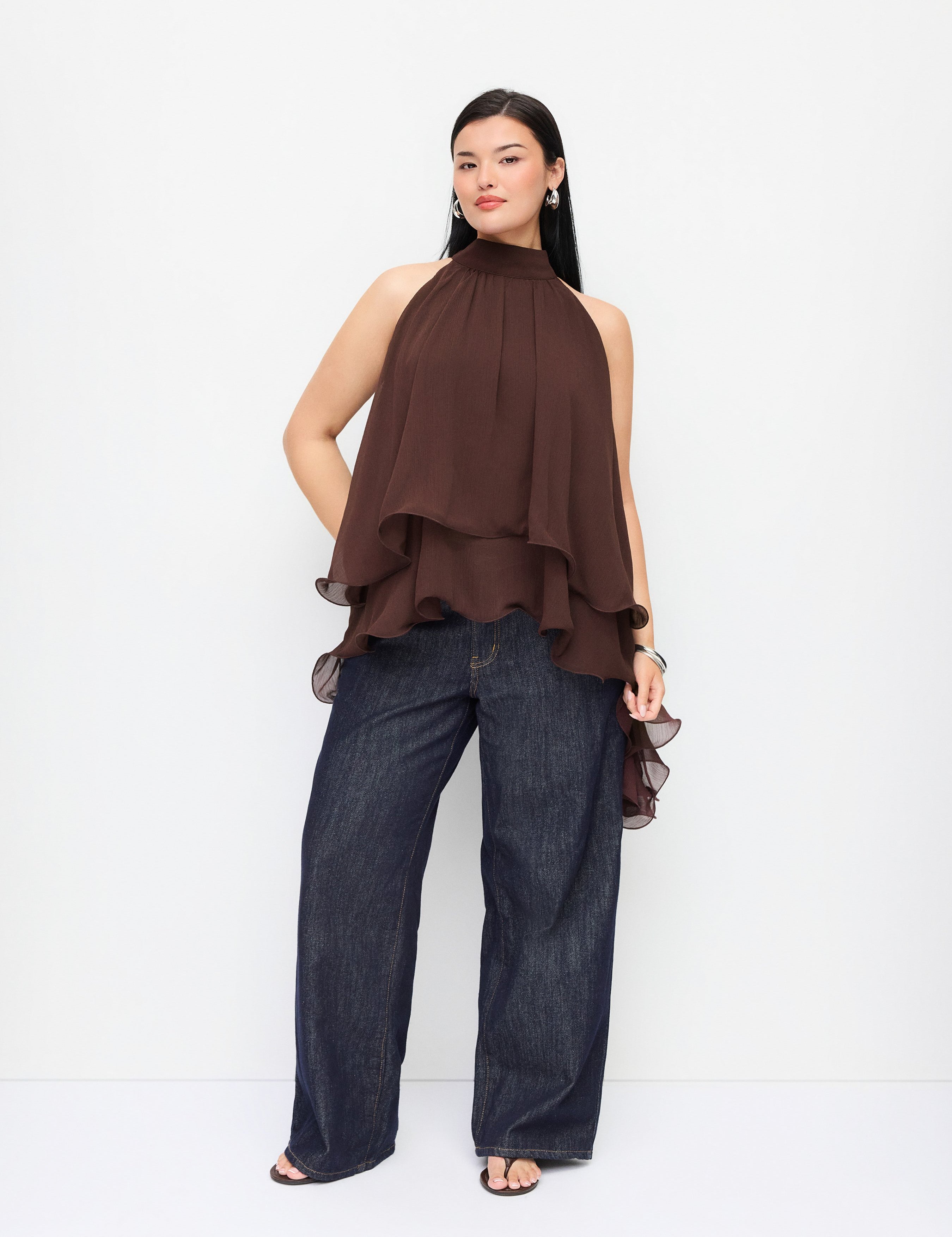 Chiffon Halter Blouse met Ruche Zoom - Elegante Zomer Look