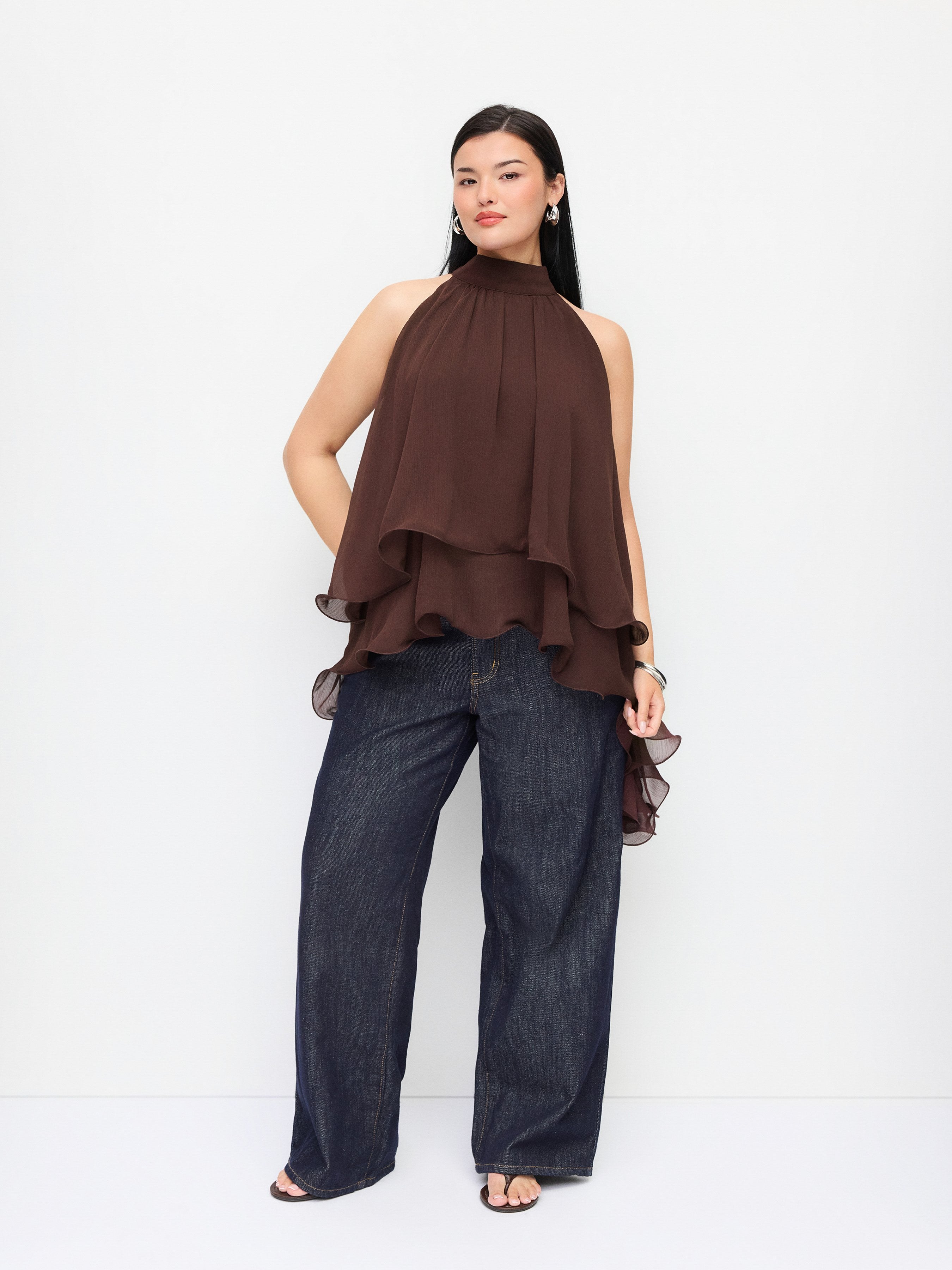Chiffon Halter Blouse met Ruche Zoom - Elegante Zomer Look