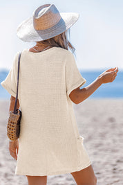Beige Cover-Up Mini Jurk met Strandlook | Dreamy Tides