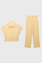 2-Delige Set Dames - Korte Jas met Wijde Broek | Modern — Geel