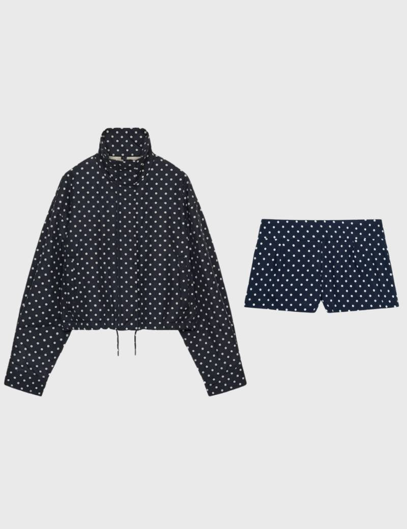 2-Delige Set Dames - Polkadot Print met Hoge Kraag | Comfortabel — Polkadot Navy
