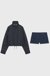 2-Delige Set Dames - Polkadot Print met Hoge Kraag | Comfortabel — Polkadot Navy