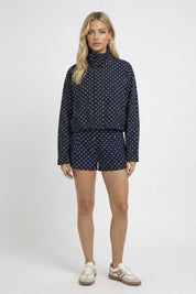 2-Delige Set Dames - Polkadot Print met Hoge Kraag | Comfortabel — Polkadot Navy