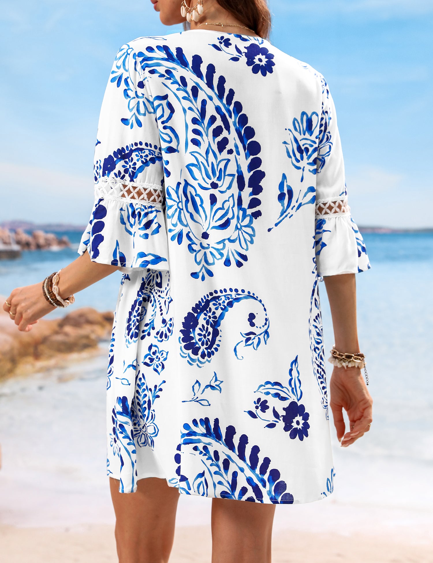Paisley Kanten Jurk met Bloemenprint