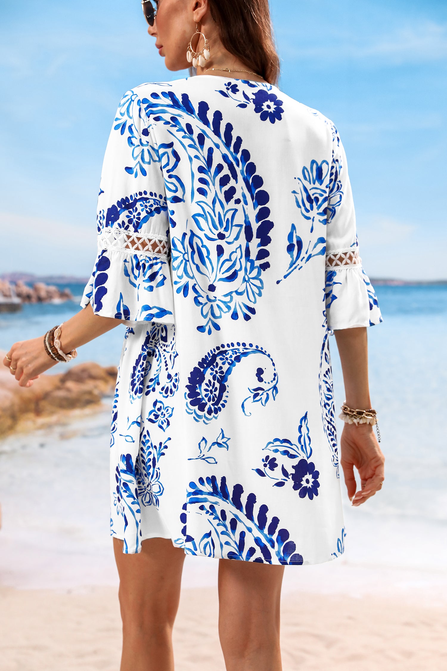 Paisley Kanten Jurk met Bloemenprint