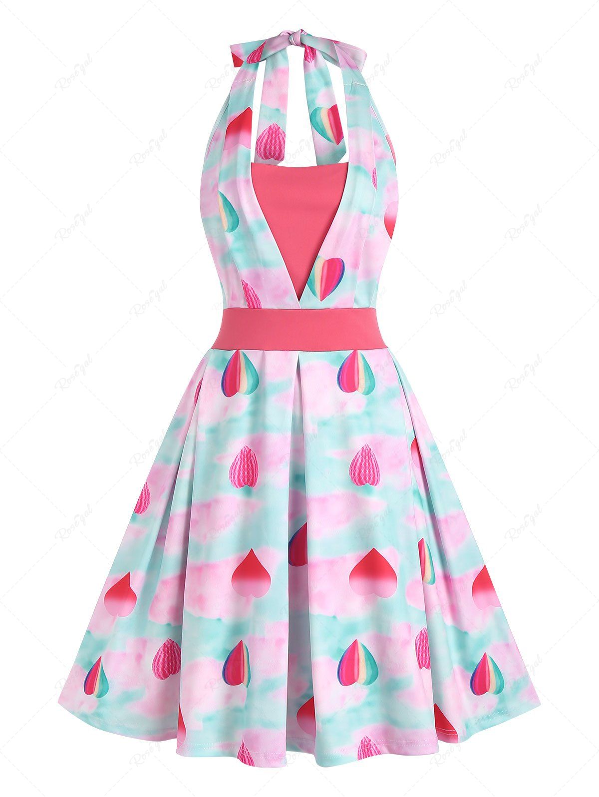 Heart Print Halter Dress