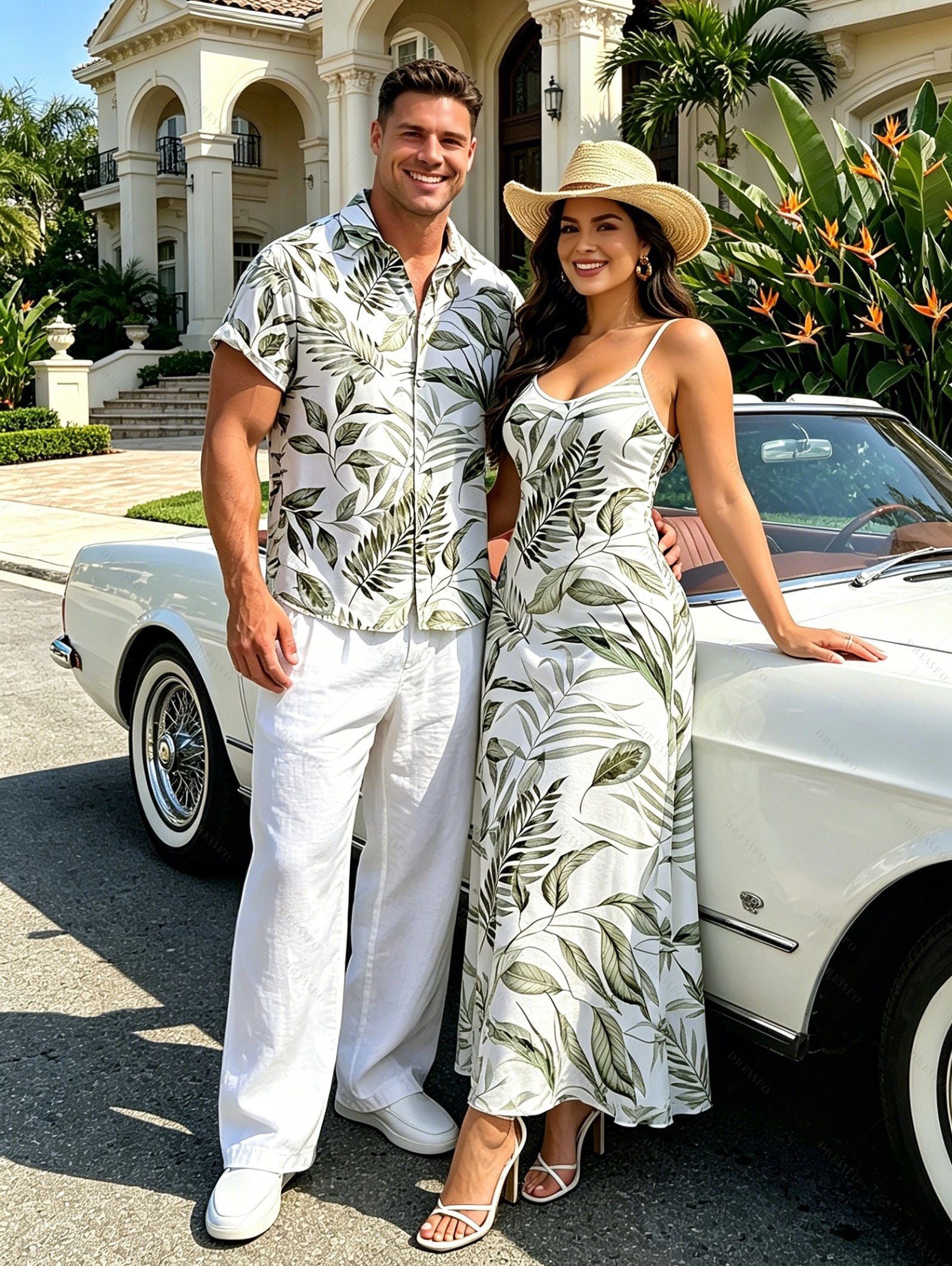 Tropische Off-Shoulder Maxi Jurk Couple Vakantie - extra foto