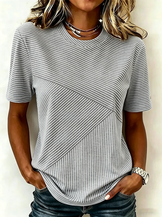 Gestreept Katoenen T-Shirt Regular Fit Casual