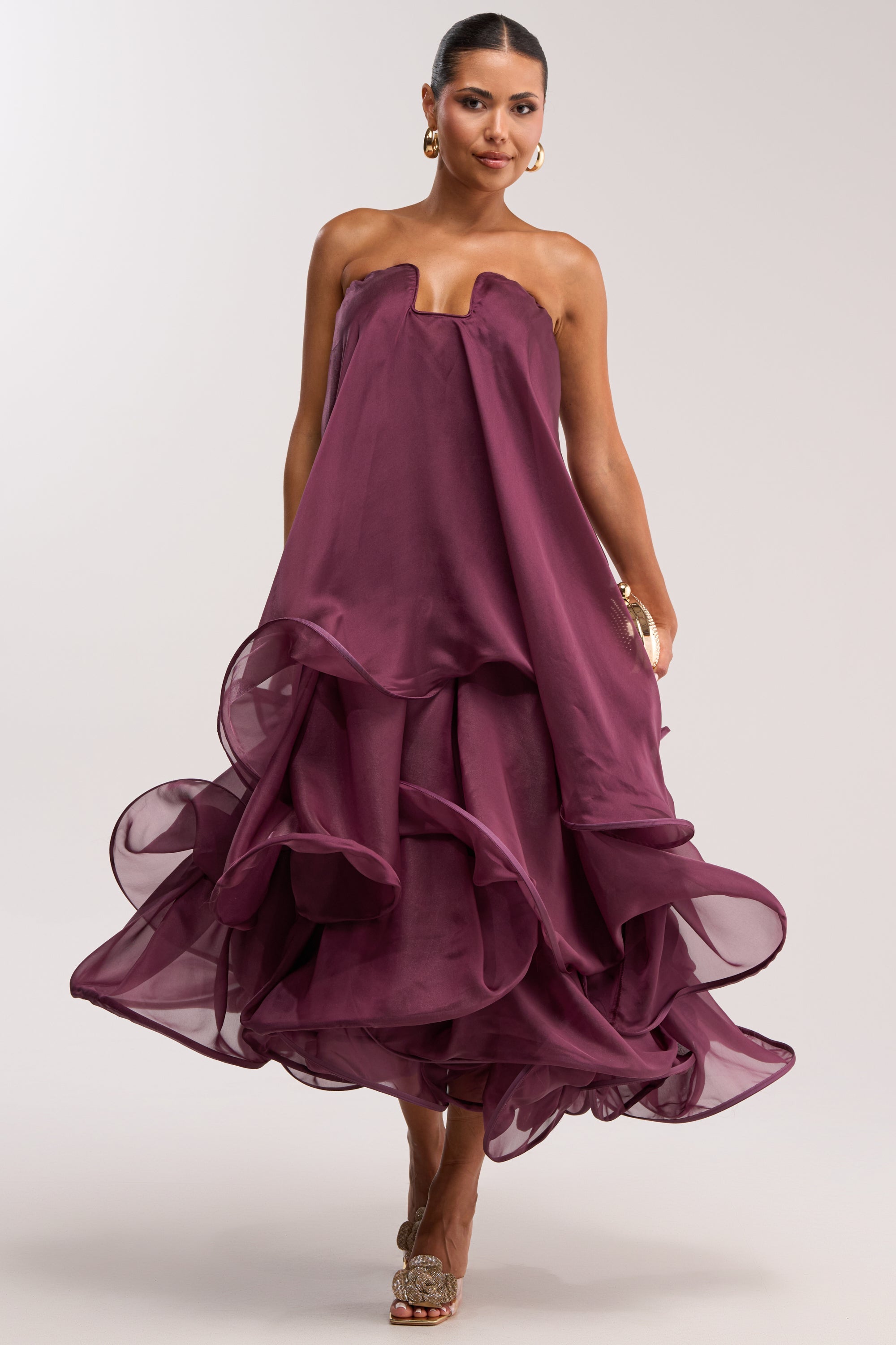 Budding Romance Abstracte Maxi Jurk in Paars