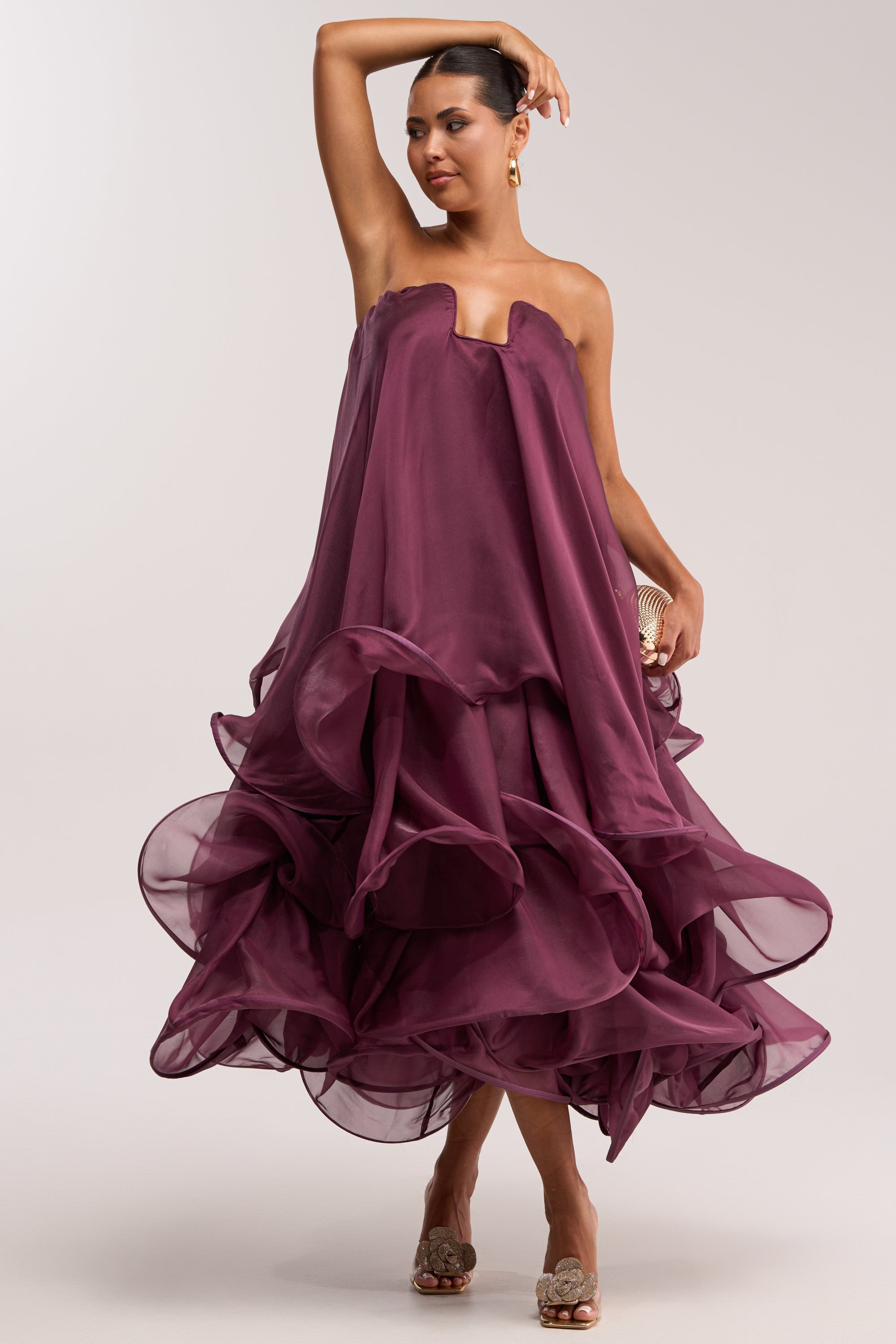 Budding Romance Abstracte Maxi Jurk in Paars