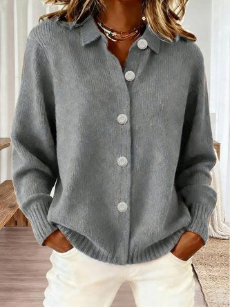 Effen Cardigan met Lange Mouwen – Comfortabele Casual Vest