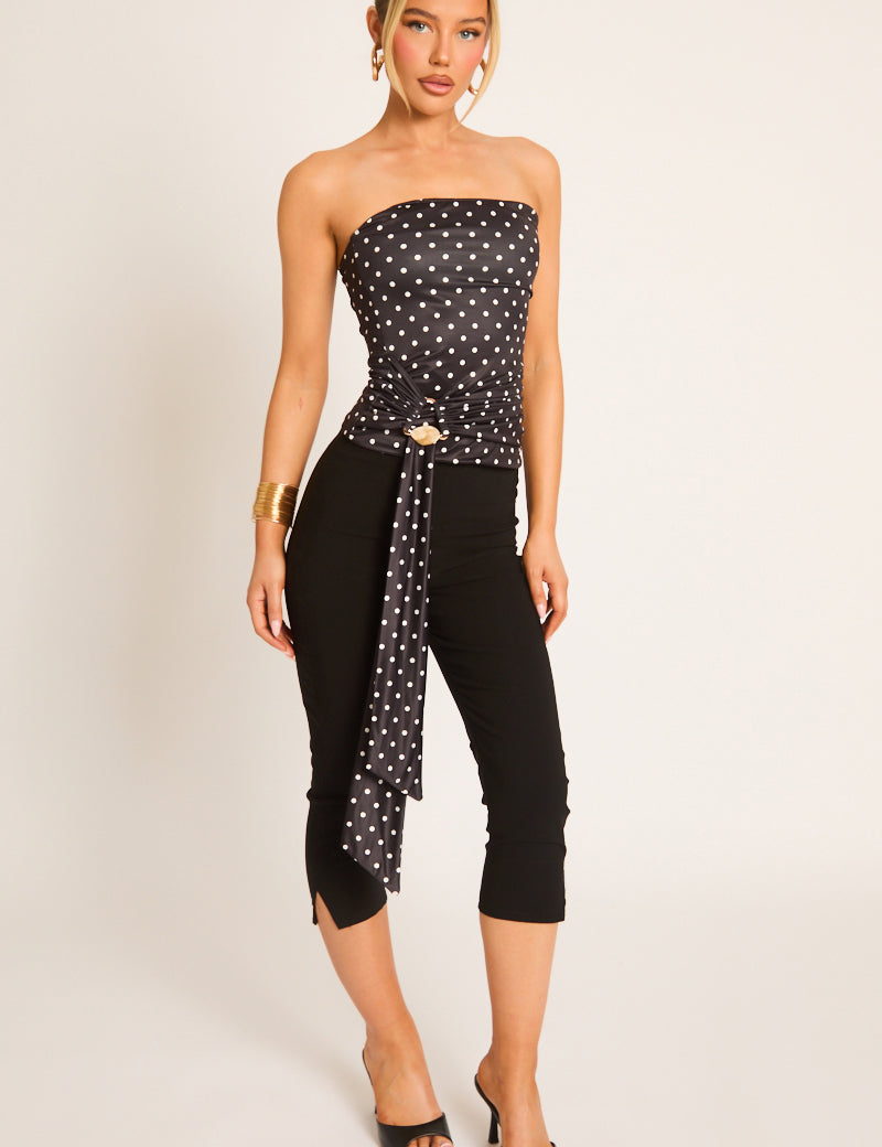 Zwarte Bengaline Capri Broek met Split Zoom - Jaclyn