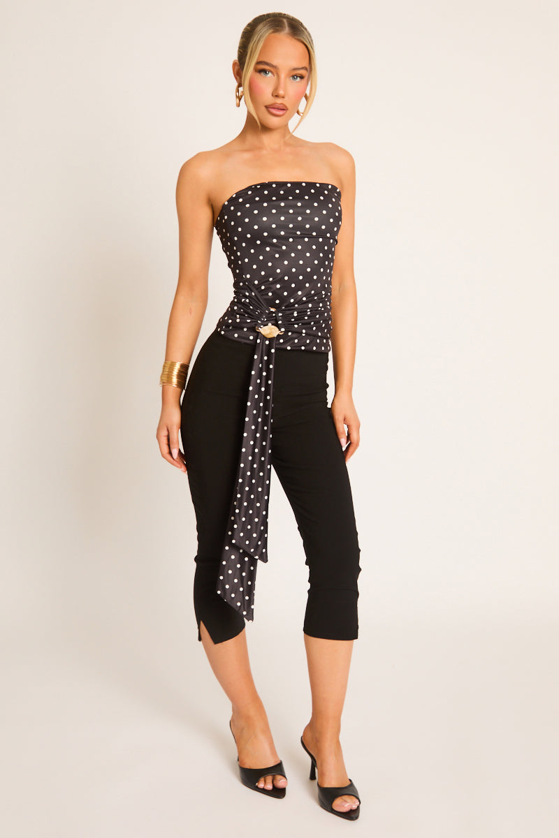 Zwarte Bengaline Capri Broek met Split Zoom - Jaclyn