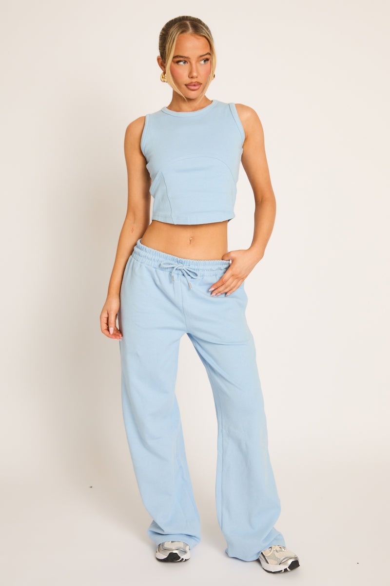 Blauwe Loungewear Set met Naafddetails - Comfychic
