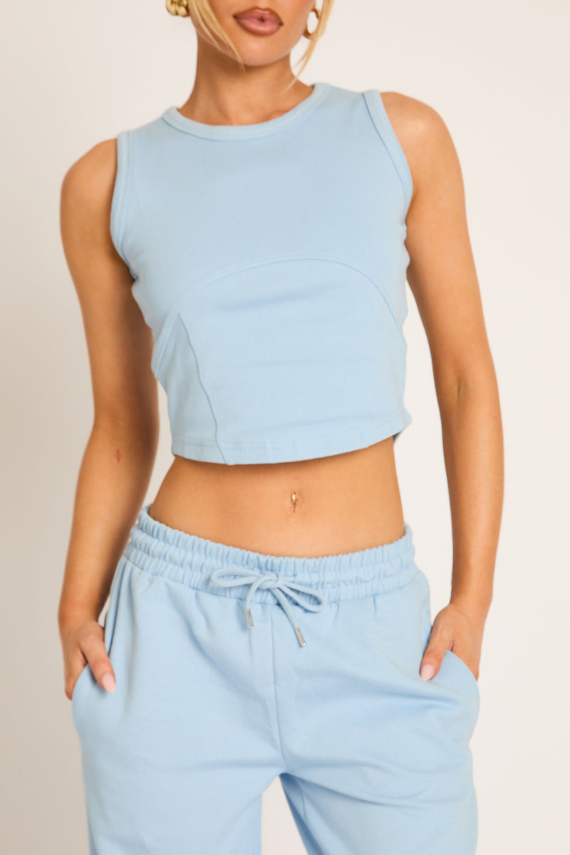 Blauwe Loungewear Set met Naafddetails - Comfychic