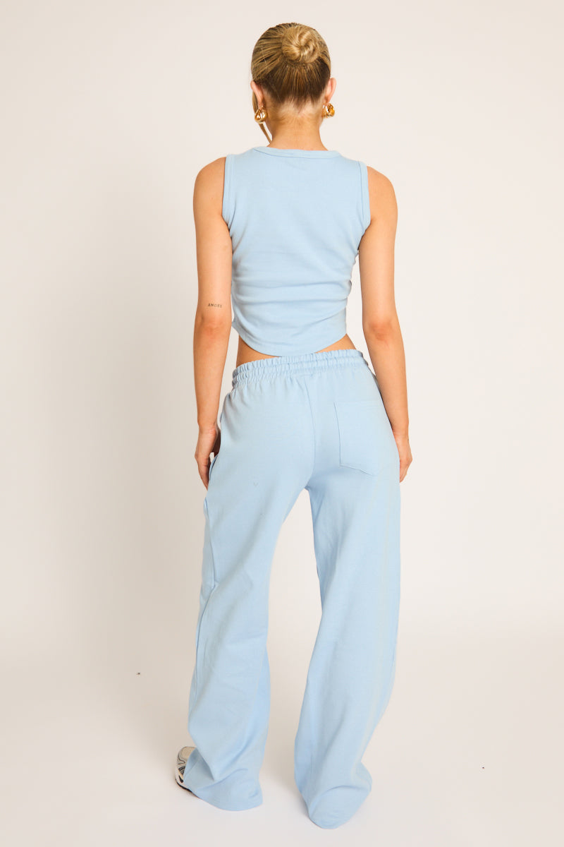 Blauwe Loungewear Set met Naafddetails - Comfychic