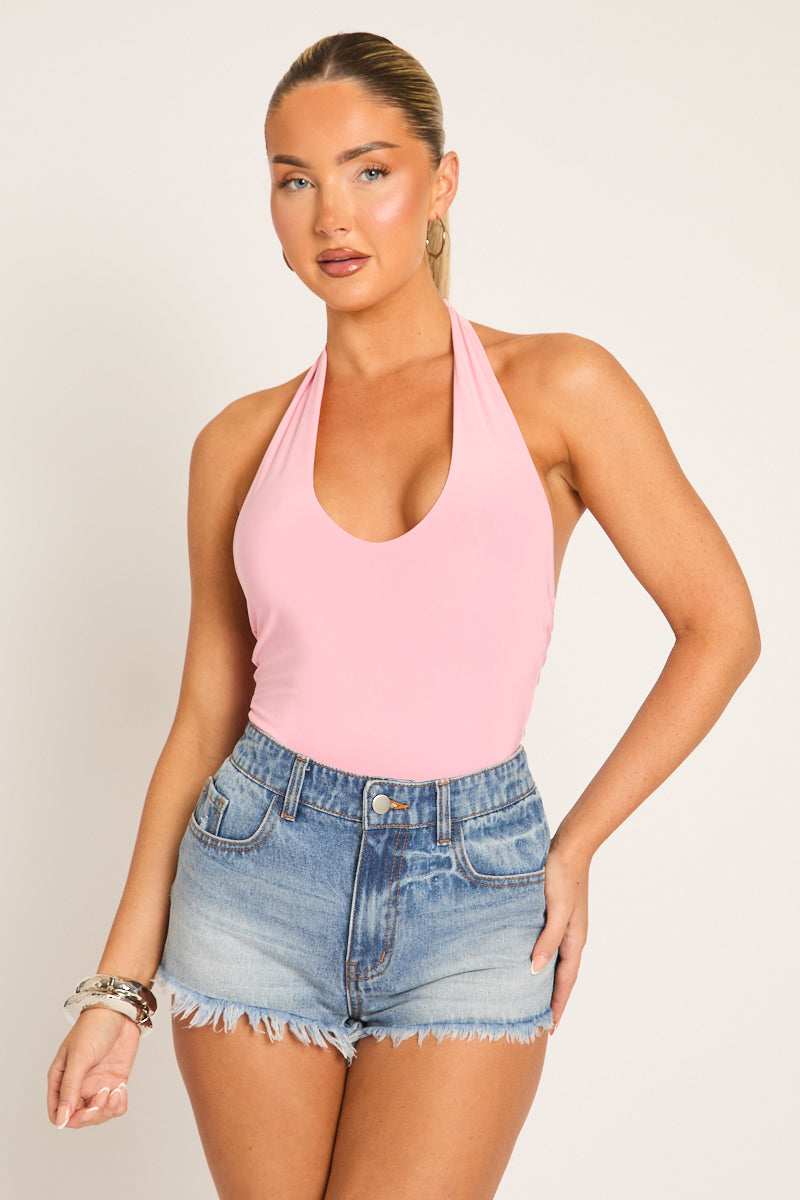 Roze Halterneck Bodysuit - Serena