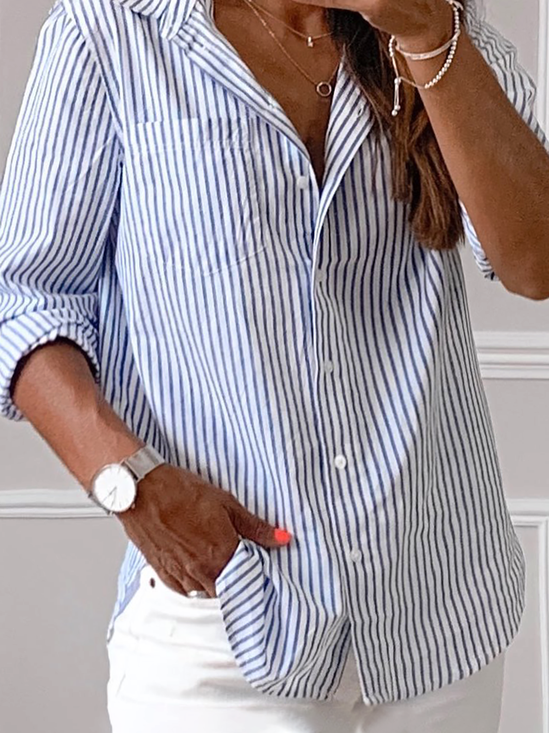 Gestreepte casual blouse in groot formaat