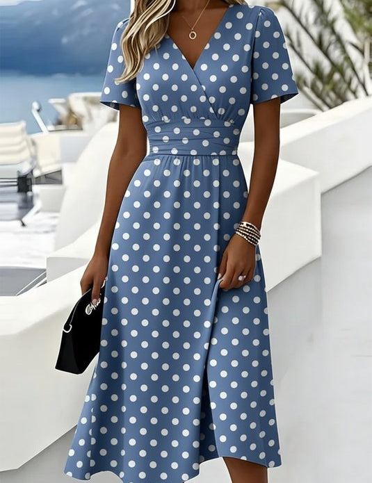 Elegante Polka Dots Jurk met Regular Fit
