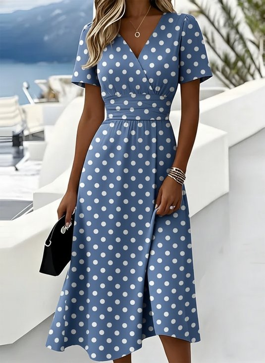 Elegante Polka Dots Jurk met Regular Fit