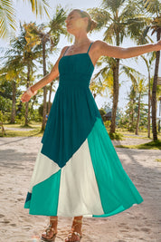 Sunny Honey Colorblock Maxi Jurk – Zomerse Stijl