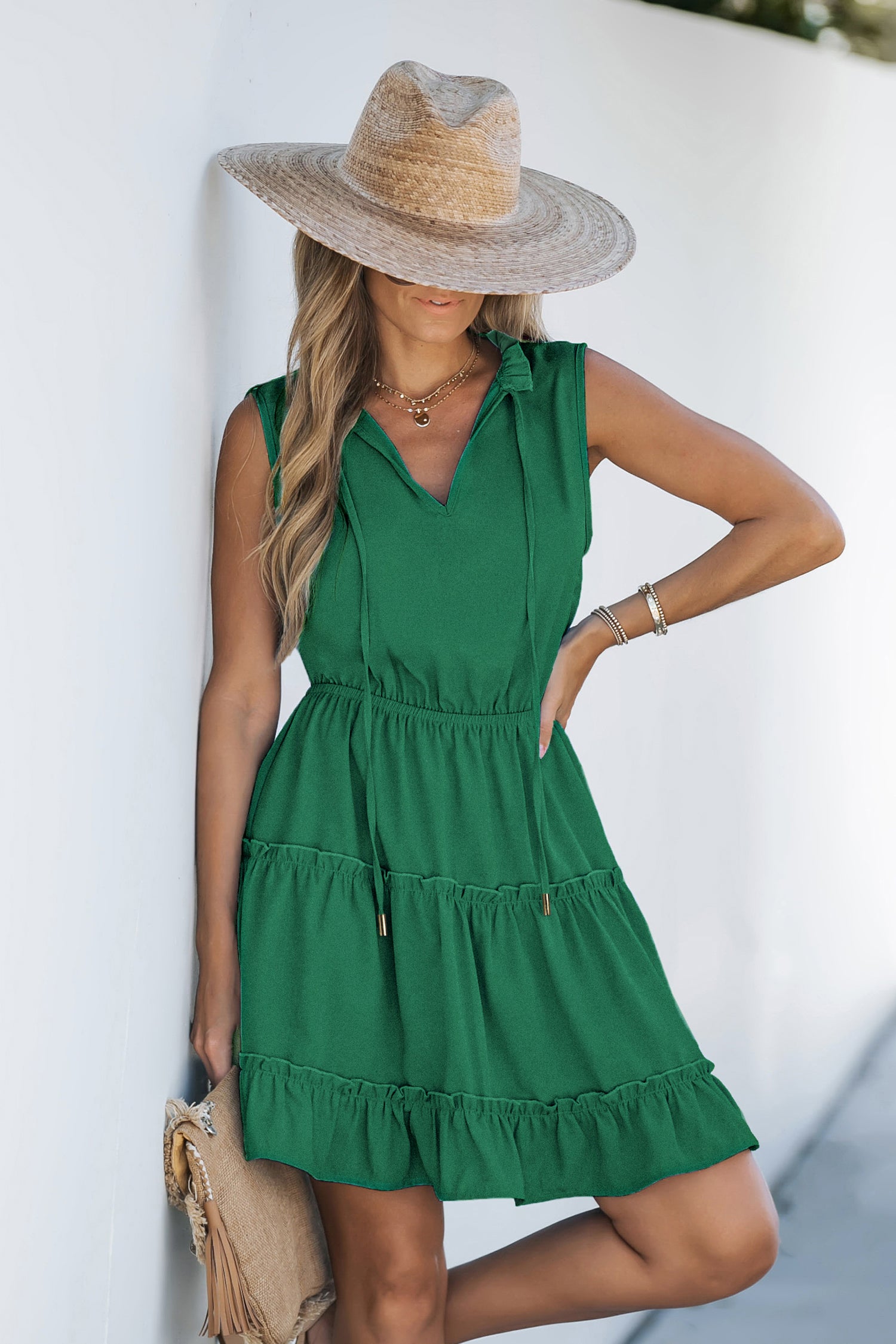 Groene Mini Jurk met Amerikaanse Stijl | Zomerjurk