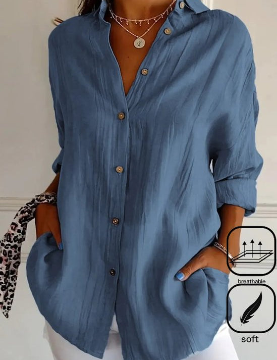 Katoenen casual blouse plain - eenvoudig en veelzijdig