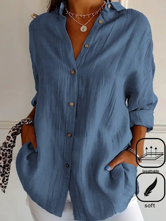 Katoenen casual blouse plain - eenvoudig en veelzijdig