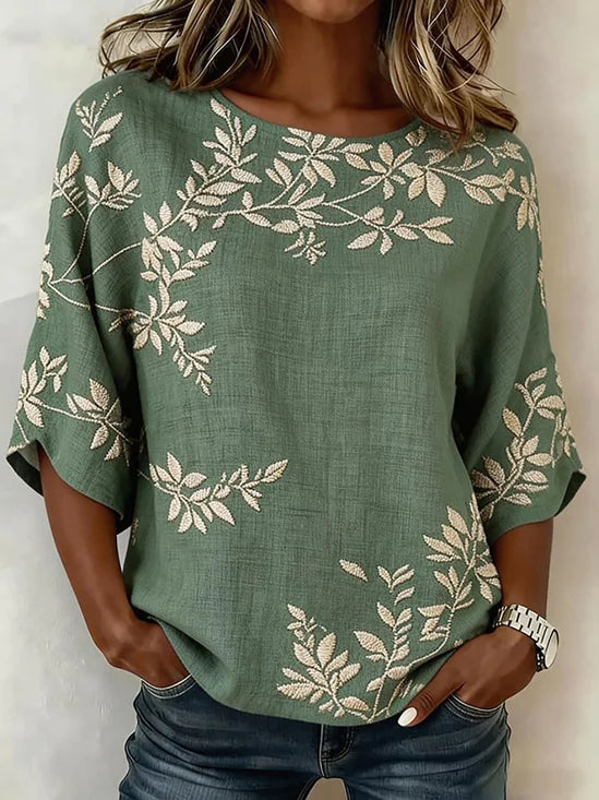 Losse Vintage Linnen Blouse in Katoen