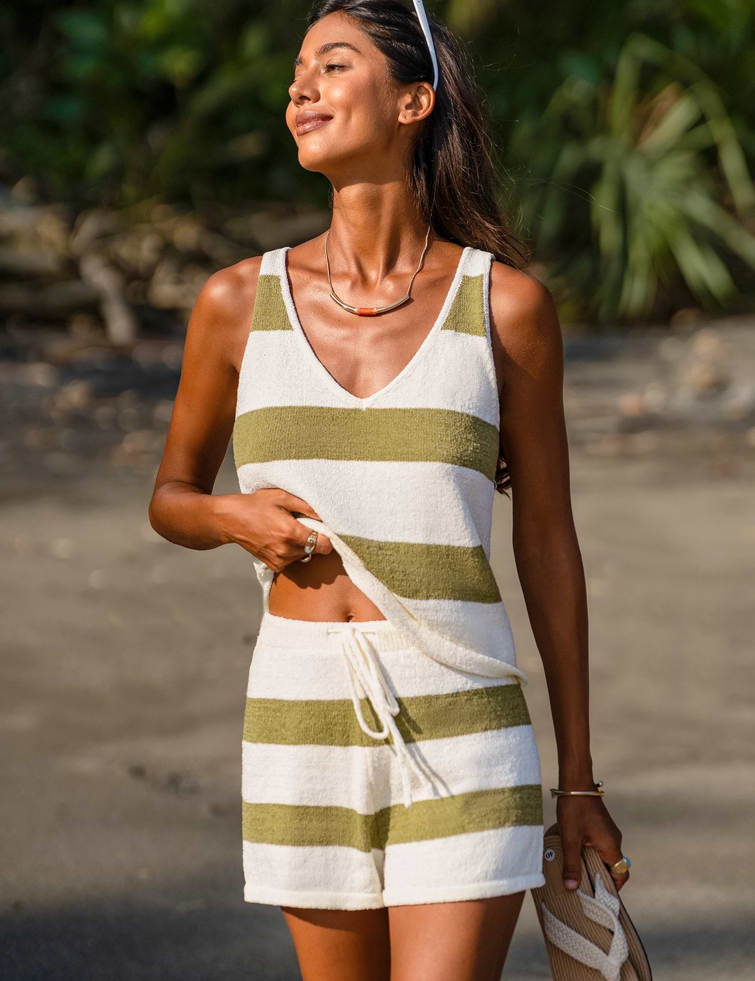 Gestreepte Cover-Up Short voor Strand & Zomer