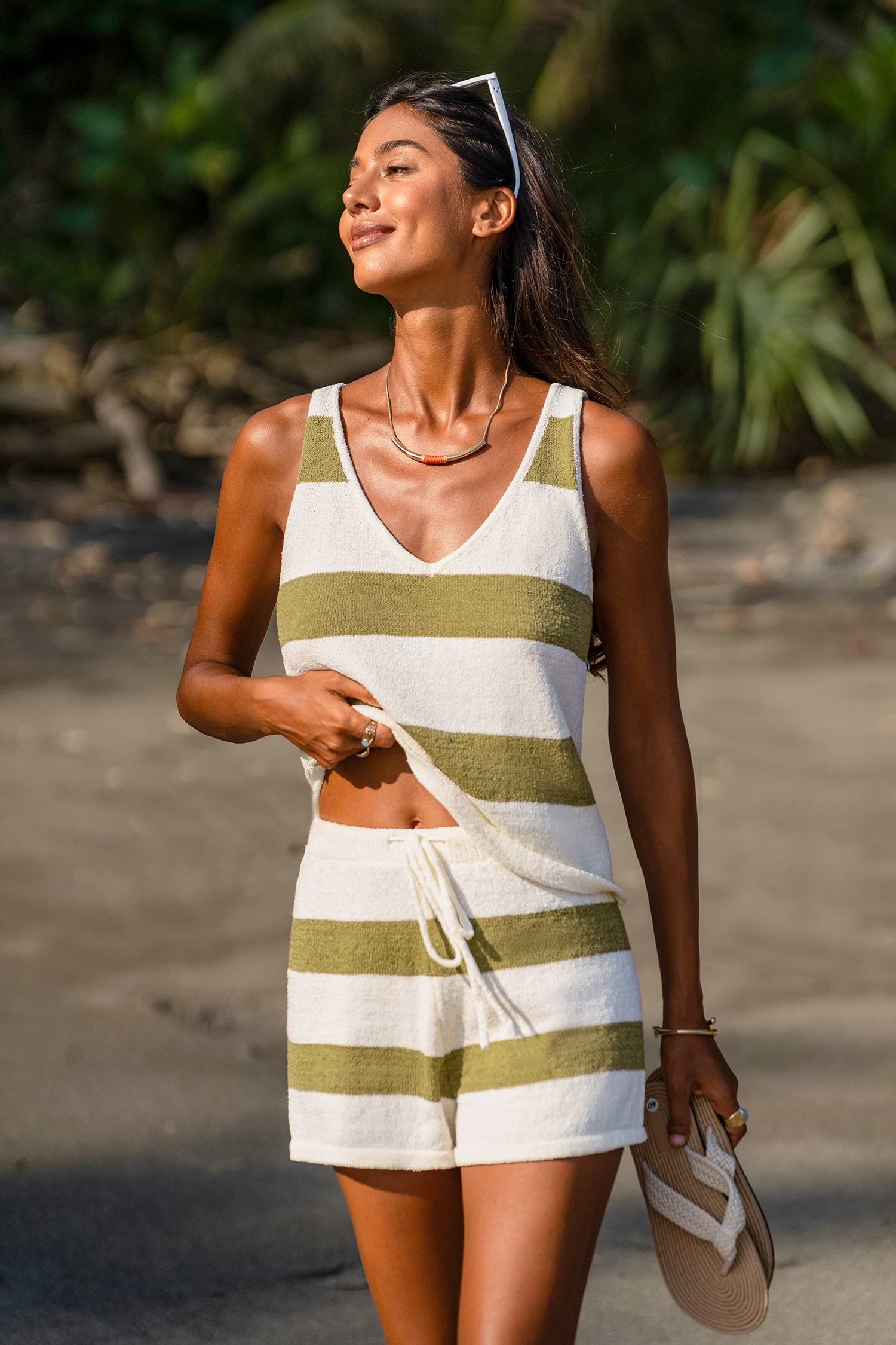 Gestreepte Cover-Up Short voor Strand & Zomer