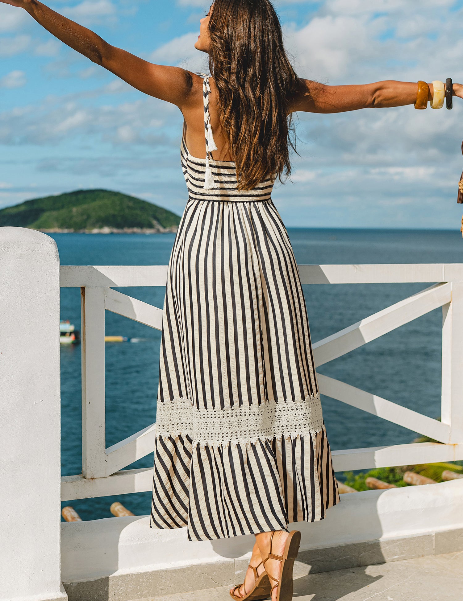 Champagne Dreams Gestreepte Maxi Jurk