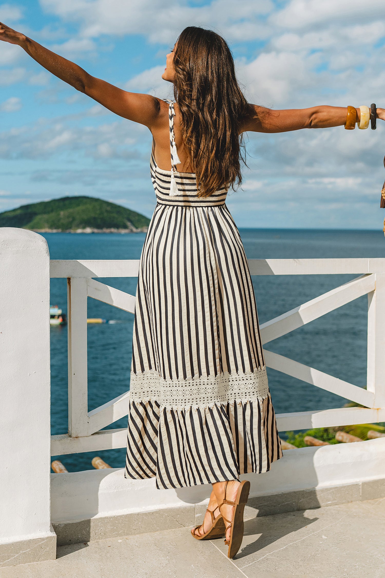 Champagne Dreams Gestreepte Maxi Jurk