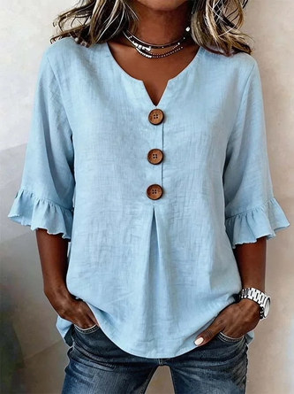 V-hals Peplum Blouse Halve Mouw – Strak Gesneden Topje