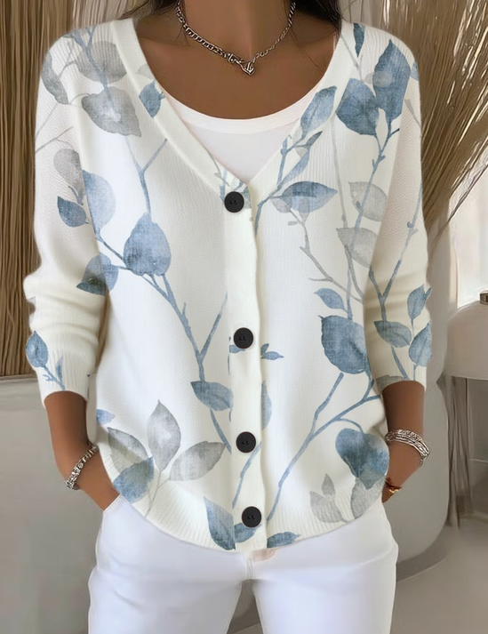 Bloemenpatroon Cardigan met Lange Mouwen - Comfy Casual
