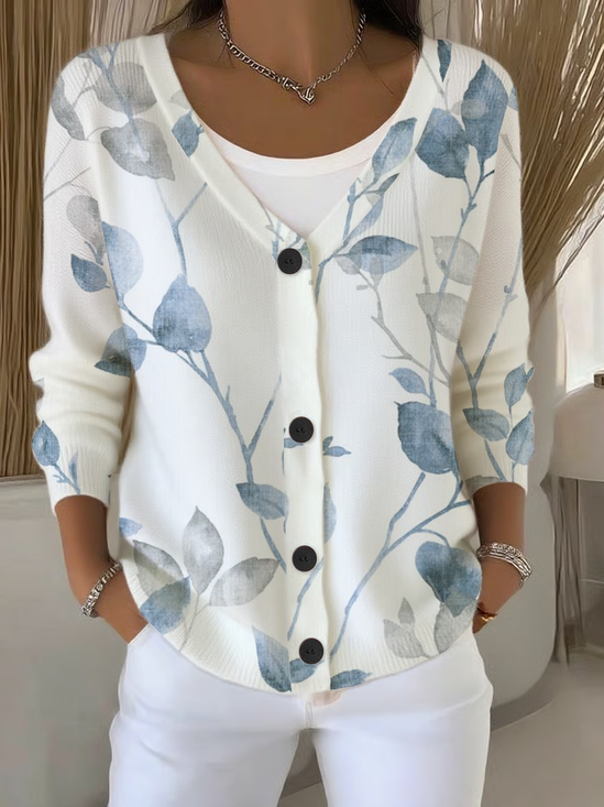 Bloemenpatroon Cardigan met Lange Mouwen - Comfy Casual